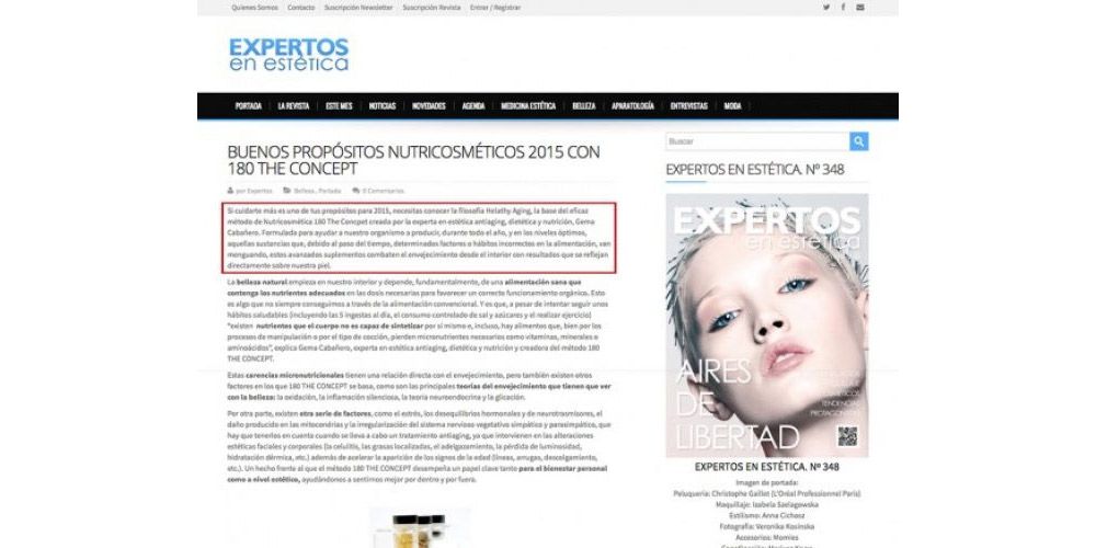 Expertos en estética - Buenos propósitos nutricosméticos 2015 con 180 THE CONCEPT